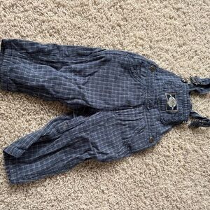 Vintage Plaid Blue Kids Overalls